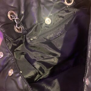 leather silver chained shoulder bag